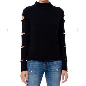 360 Cashmere Black Cut-Out Turtleneck Sweater